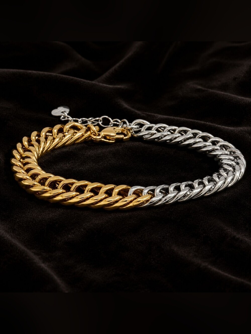 Two-Tone Curb Chain Bracelet- Gold & Silver